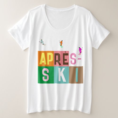 Aprs_ski Retro Skiers Color Block Plus Size T_Shirt