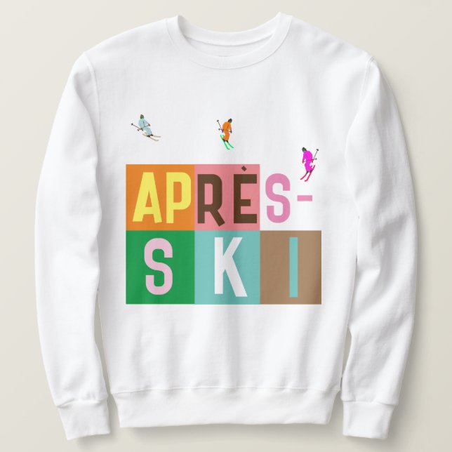 Après-ski Retro Skiers Color Block   Sweatshirt (Design Front)
