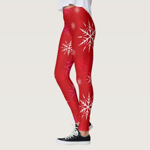 Aprs_ski Snowflake Design Leggings Red