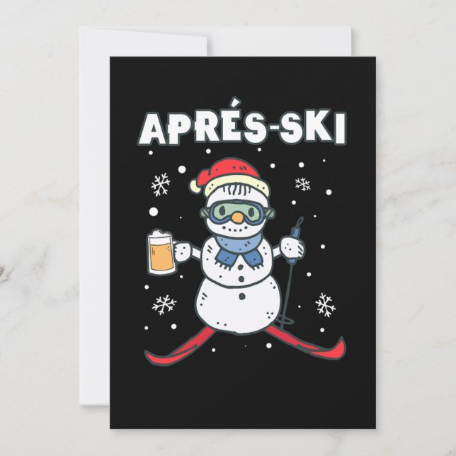 Apres Ski Snowman Skiing Snow Winter Sports Gift Invitation (Front)