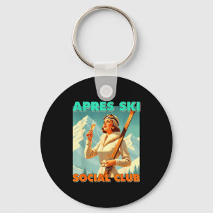 Apres ski social club skiing lover winter sports keychain