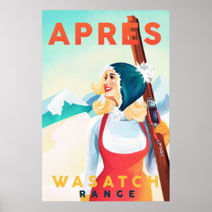"Apres Ski Wasatch Range" Vintage Utah Ski Art Poster