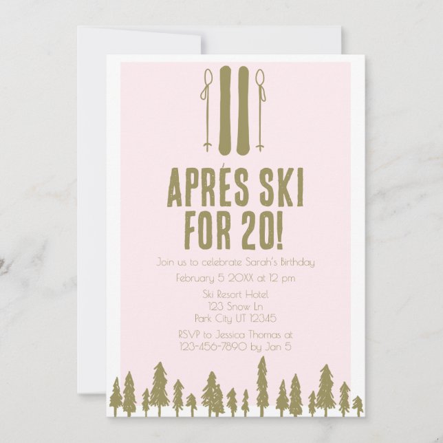 Apres Ski Winter 20th Birthday  Invitation (Front)