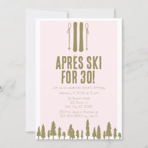 Apres Ski Winter 30th Birthday  Invitation