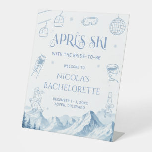 Apres Ski Winter Bachelorette Party Pedestal Sign