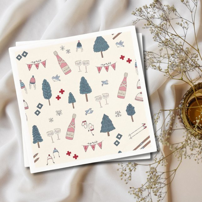 Apres Ski Winter Party Champagne Pink Napkins (Creator Uploaded)