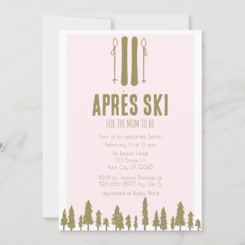 Apres Ski Winter Theme Baby Shower Invitation