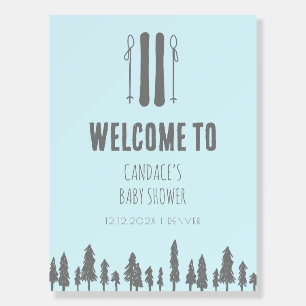Apres Ski Winter Theme Blue Baby Shower Welcome Foam Board