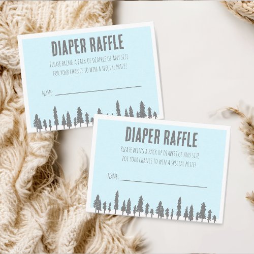 Apres Ski Winter Theme Blue Diaper Raffle Enclosure Card