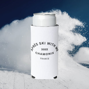 Après Ski With Me Winter Ski Crest Party Favor Seltzer Can Cooler