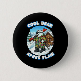 Apres skiing flair cool polar bear ski looking goo button