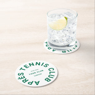 Après Tennis Club Custom Green Crest Round Paper Coaster
