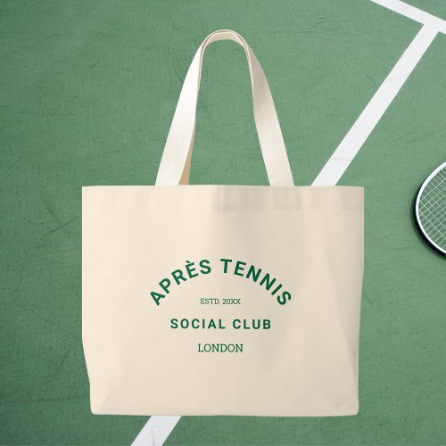 Aprs Tennis Social Club Custom Green Crest Large Tote Bag