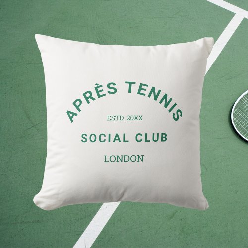 Aprs Tennis Social Club Custom Green Crest Outdoor Pillow