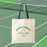 Après Tennis Social Club Green Crest Navy Handle  Tote Bag<br><div class="desc">Après Tennis Social Club Green Crest, navy strap, tennis tote bag. Personalize with the year and location. Perfect for carrying your tennis essentials, as a gift for a tennis lover or as gift bags for a tennis theme bachelor or bachelorette party. Designed to match our Après Tennis Social Club Collection....</div>