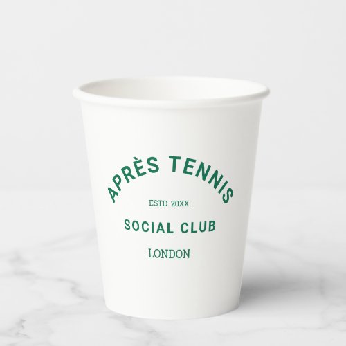 Aprs Tennis Social Club Green Custom Crest Paper Cups