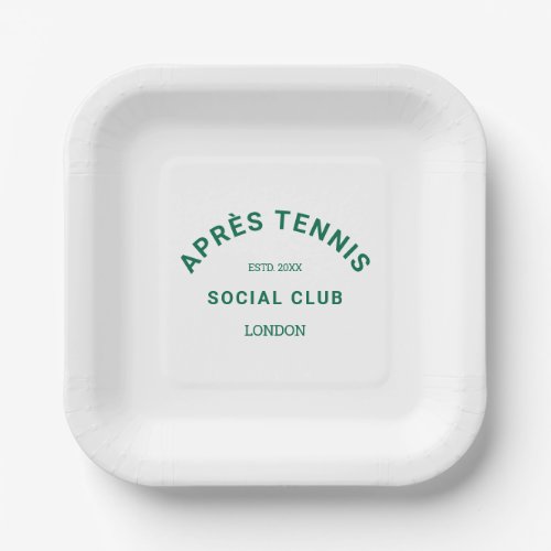 Aprs Tennis Social Club Green Custom Crest Paper Plates