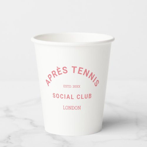 Aprs Tennis Social Club Pink Custom Crest Paper Cups