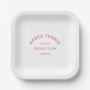 Après Tennis Social Club Pink Custom Crest Paper Plates