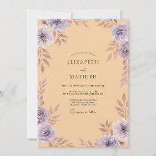 Apricot Amethyst Painted Wedding Invitation