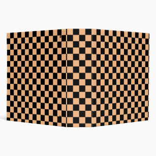 Apricot and Black Checkered Vintage 3 Ring Binder
