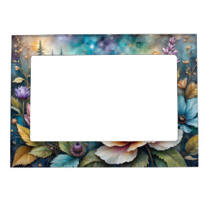 Apricot and Blue Cosmos river forest landscape Magnetic Frame