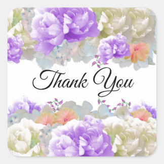 Apricot and Plum Flower Thank You Sticker