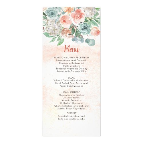 Apricot and Wasabi Green Watercolor Floral Wedding Rack Card