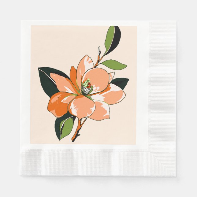 Apricot Azalea on Cream Napkins (Front)