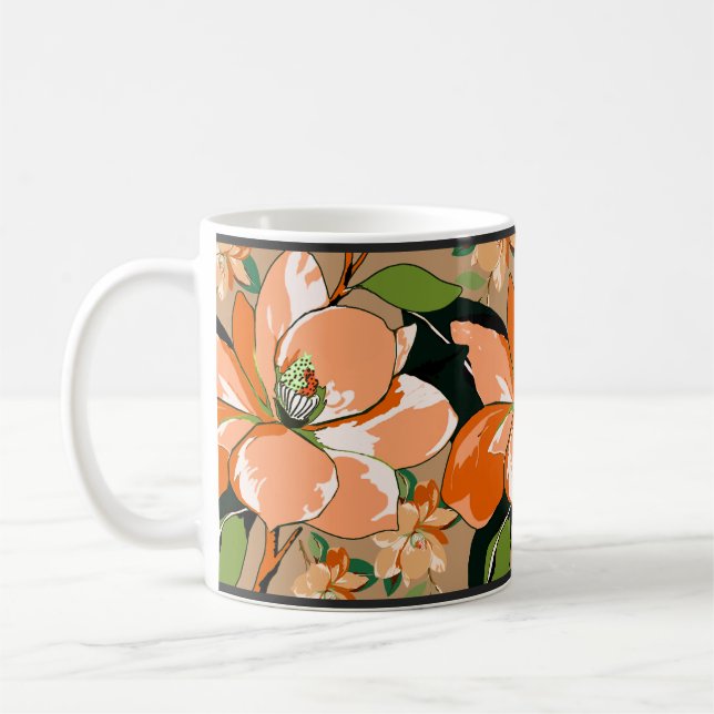 Apricot Azalea on Tan Coffee Mug (Left)