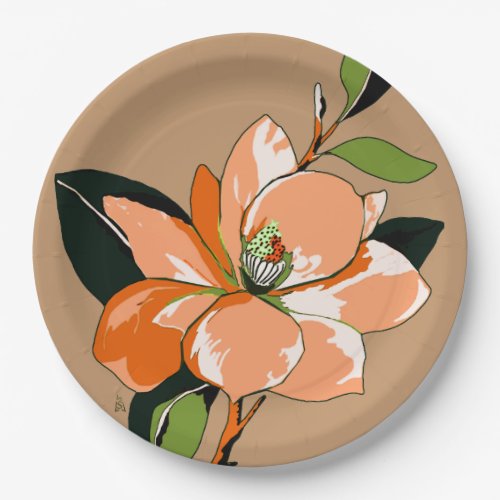 Apricot Azalea on Tan Paper Plates