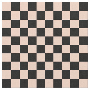 Apricot & Black Checkerboard Fabric