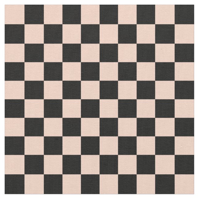 Apricot & Black Checkerboard Fabric (Close Up)