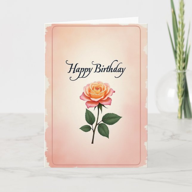 Apricot Bloom Birthday Card (Front)