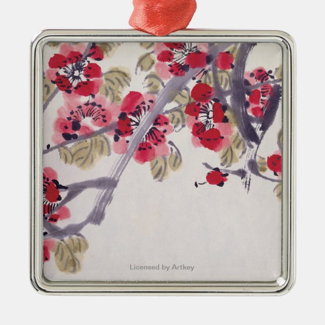 Apricot Blossoms Metal Ornament (Front)