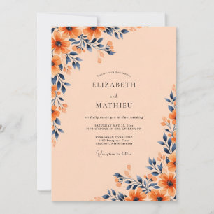 Apricot Bold Autumnal Wedding Invitation