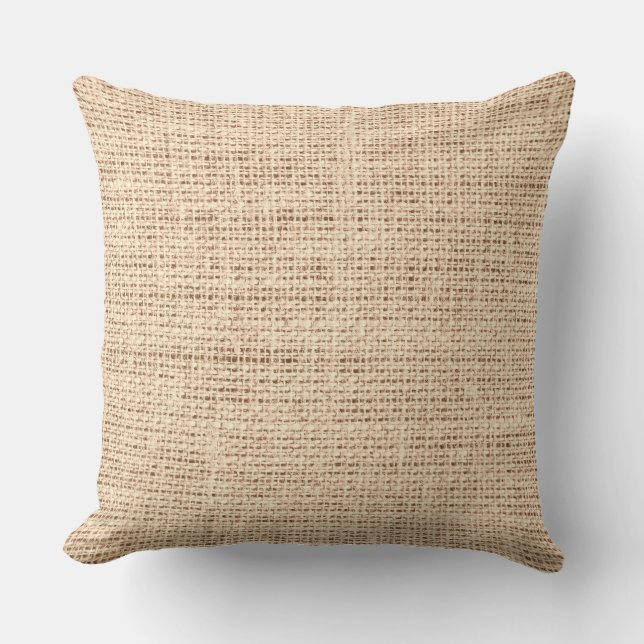 Apricot burlap linen background throw pillow (Front)