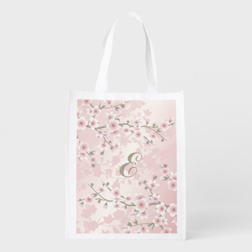 Apricot Cherry Blossom Vintage Custom Grocery Bag
