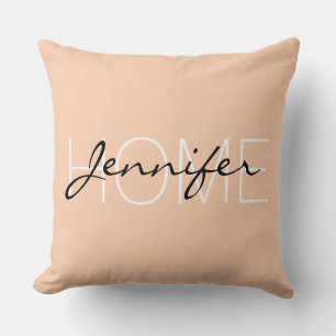 Apricot color home monogram throw pillow