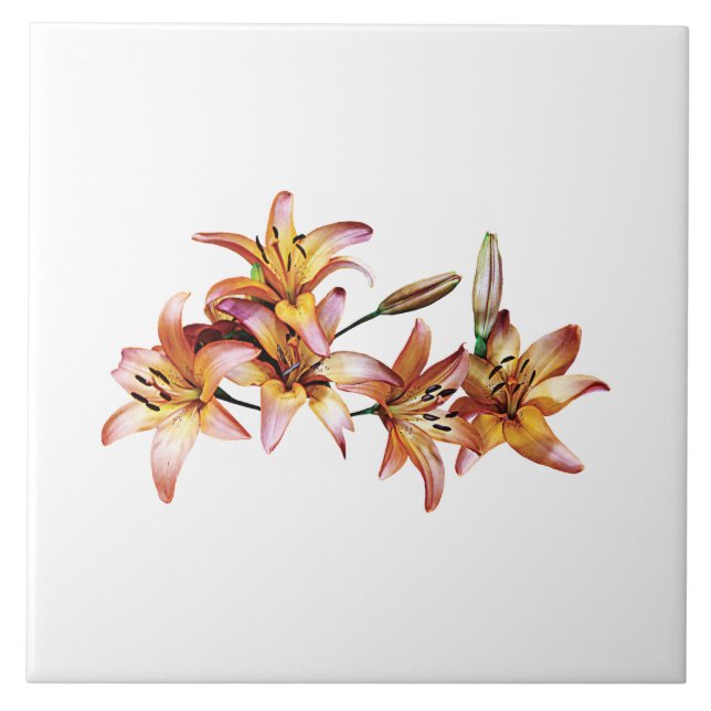 Apricot-Colored Lilies Tile (Front)