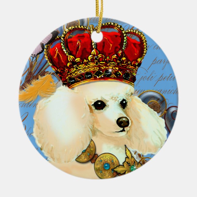Apricot Cream Poodle King Christmas Ornament (Front)