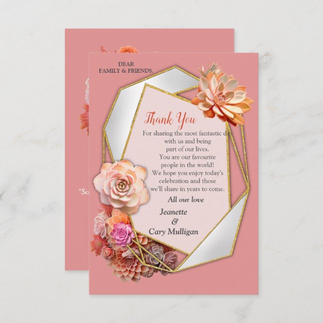 Apricot Crush Colour 2024 with Succulents  RSVP Card (Front/Back)