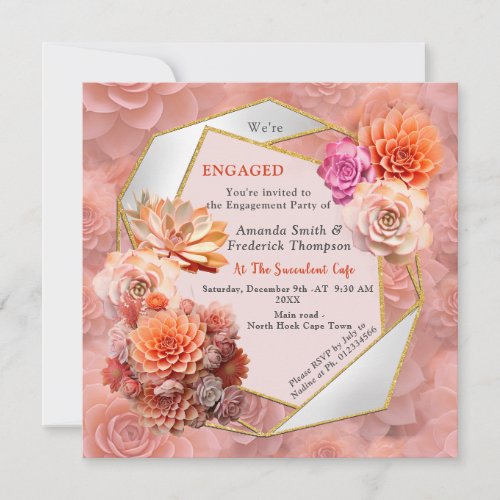Apricot Crush Colour 2024 with Succulents  Thank You Card