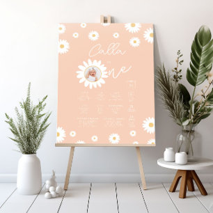 Apricot Daisy 1st Birthday Milestone Chart Sign