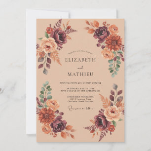 Apricot Earthy Autumnal Wedding Invitation