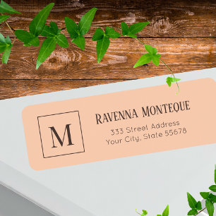 Apricot Elegant Personalized Monogram Letter Name Label
