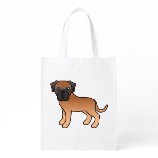 Apricot English Mastiff Cute Cartoon Dog Grocery Bag