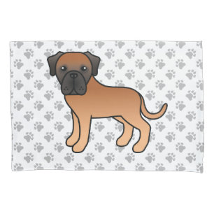 Apricot English Mastiff Cute Cartoon Dog & Paws Pillow Case