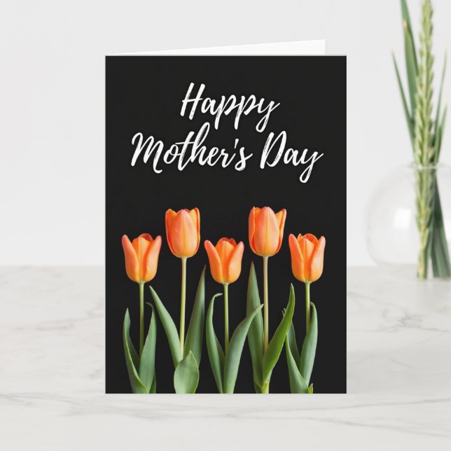 Apricot Floral Buds Black Card (Front)