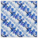 Apricot flowers in blue on a white background. fabric